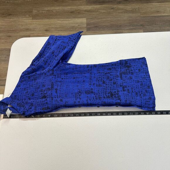 Chico’s‎ Design Blue Black Asian Print Silk Linen Button Front Top Size 0 (S) - Picture 10 of 11